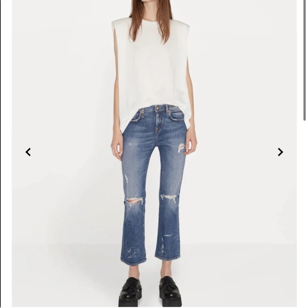 R13 Kick Flare Ankle Designer Jeans in Distressed Westbourne Women’s Size 25